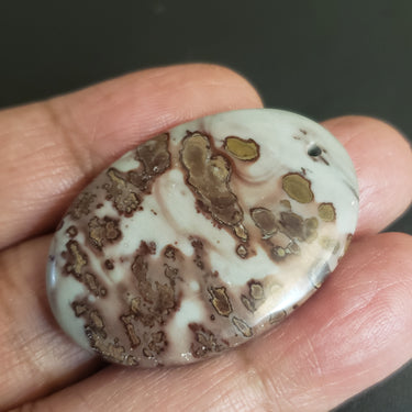 Natural Coffee Bean Jasper DRILLED Pendant Bead. Size- approx. 39x27mm